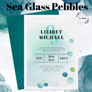 BUDGET Ocean Sea Glass Ombre Teal Blue Bröllop INV