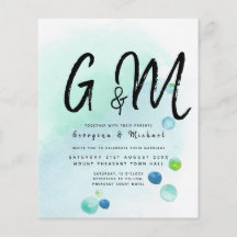 BUDGET Ocean Sea Glass Ombre Teal Blue Bröllop INV