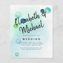 BUDGET Ocean Sea Glass Ombre Teal Blue Bröllop INV