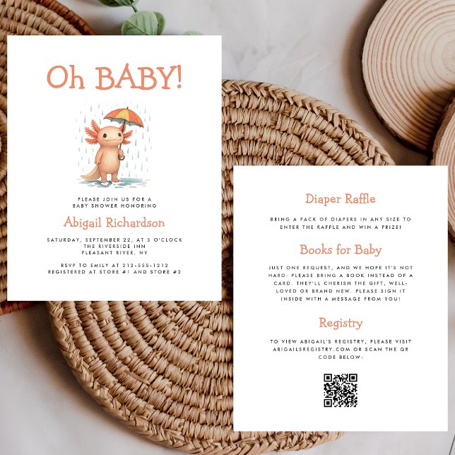 Budget Oh Baby Cute Axolotl QR Code Baby Shower (Skapare uppladdad)