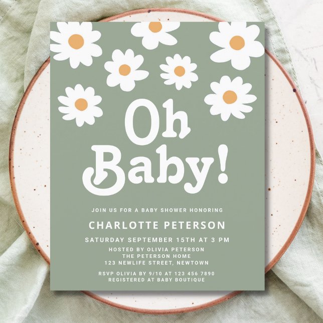 Budget Oh Baby Daisy Sage Grönt Baby Shower (Skapare uppladdad)