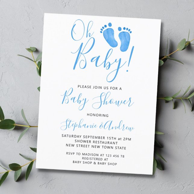 Budget Oh Baby Feet Par Baby Shower Inbjudan Vykort (Skapare uppladdad)