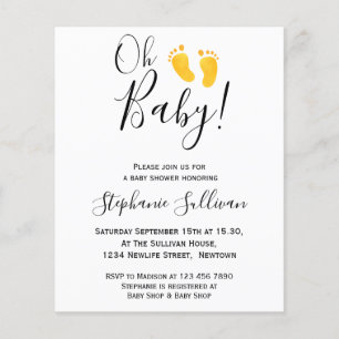 Budget Oh Baby Gult Feet Baby Shower-inbjudan