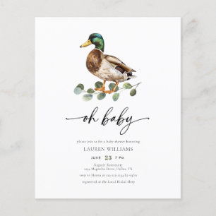 Budget Oh Baby Mallard Anka Baby Shower-inbjudan