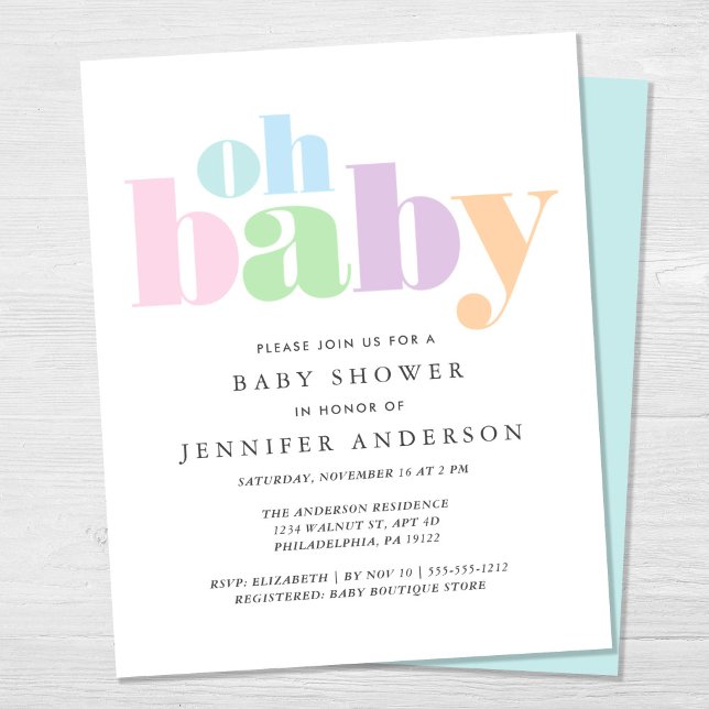 Budget Oh Baby Modern Baby Shower-inbjudan (Skapare uppladdad)