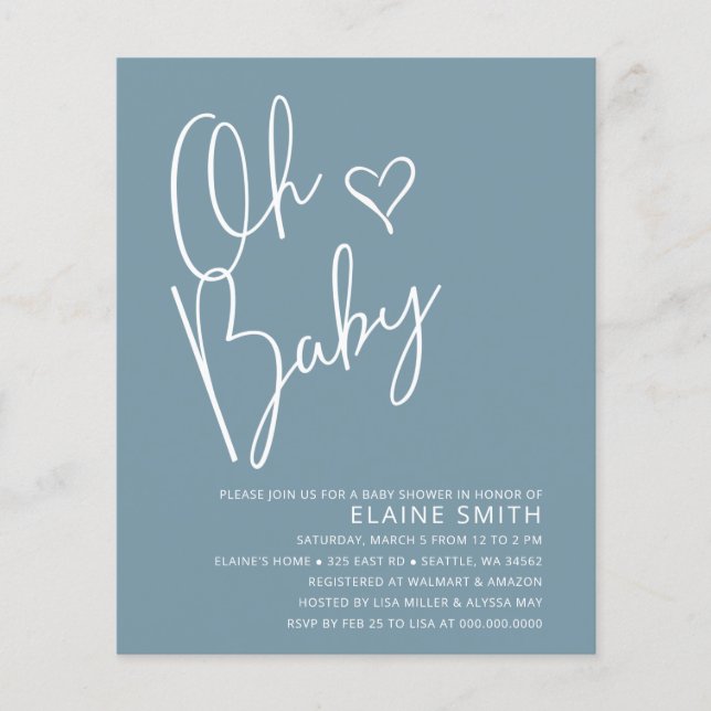 Budget Oh Baby Modern Boy Baby Shower-inbjudan (Framsida)