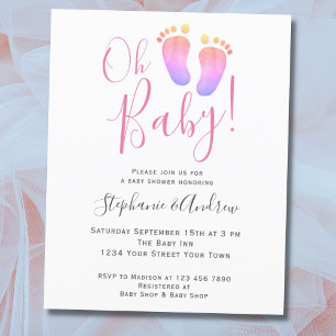 Budget Oh Baby Par Rosa Baby Shower-inbjudan för