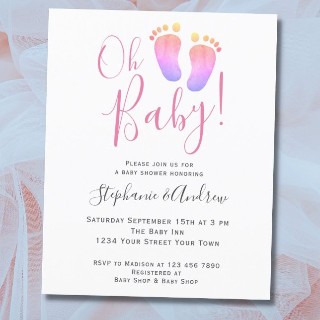 Budget Oh Baby Par Rosa Baby Shower-inbjudan för  (Skapare uppladdad)