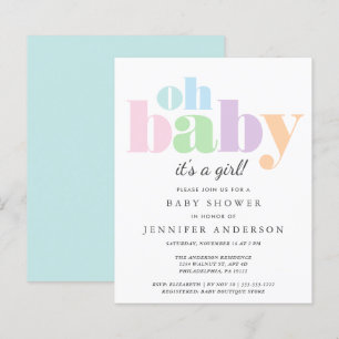 Budget Oh Baby Pastel Baby Shower-inbjudan