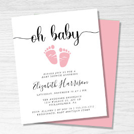Budget Oh Baby Rosa Baby Shower-inbjudan