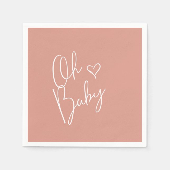 Budget Oh Baby Rosa Baby Shower Pappersservett (Framsidan)