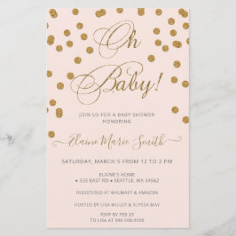 Budget Oh Baby Rosa Guld Baby Shower Inbjudan
