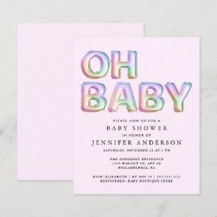 Budget Oh Baby Rosa Shower-inbjudan