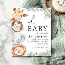 Budget Oh Baby Safari Animal Boy's Baby Shower Flygblad
