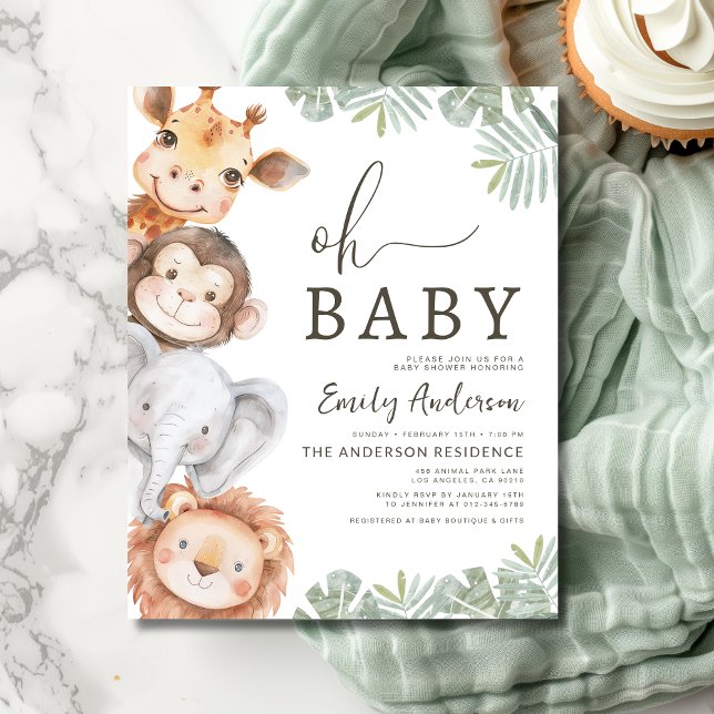 Budget Oh Baby Safari Animal Boy's Baby Shower Flygblad (Skapare uppladdad)