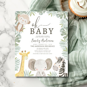 Budget Oh Baby Safari Animal Boy's Baby Shower Flygblad