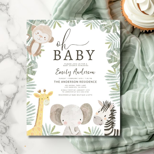 Budget Oh Baby Safari Animal Boy's Baby Shower Flygblad (Skapare uppladdad)