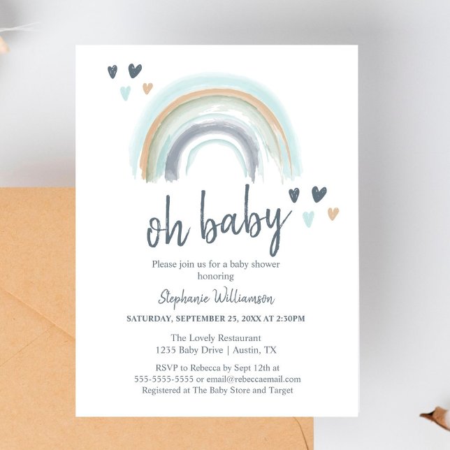Budget Oh Baby Shower Blue Boho Rainbow (Skapare uppladdad)
