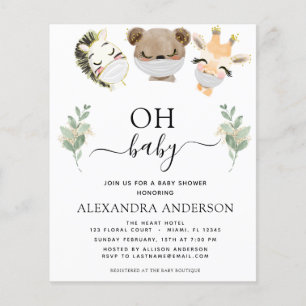 Budget Oh Baby Shower Woodland Eucalyptus Flygblad