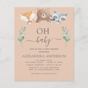 Budget Oh Baby Shower Woodland-inbjudningar