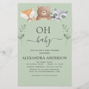 Budget Oh Baby Shower Woodland-inbjudningar