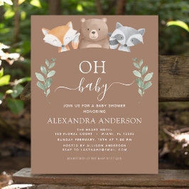 Budget Oh Baby Shower Woodland-inbjudningar