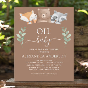 Budget Oh Baby Shower Woodland-inbjudningar