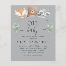 Budget Oh Baby Shower Woodland-inbjudningar