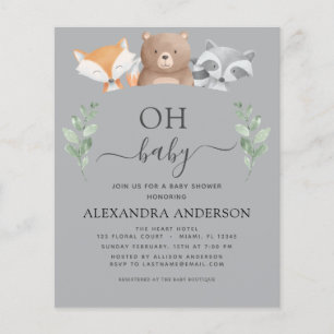 Budget Oh Baby Shower Woodland-inbjudningar