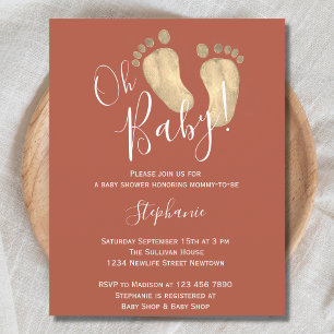 Budget Oh Baby Terracotta Baby Shower-inbjudan