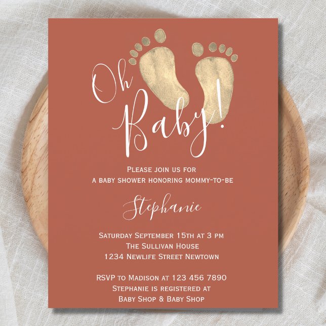 Budget Oh Baby Terracotta Baby Shower-inbjudan (Skapare uppladdad)