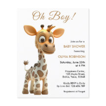 Budget Oh Boy Baby Giraffe Baby Shower-inbjudan