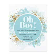 Budget Oh Boy Baby Shower Watercolor Glitter