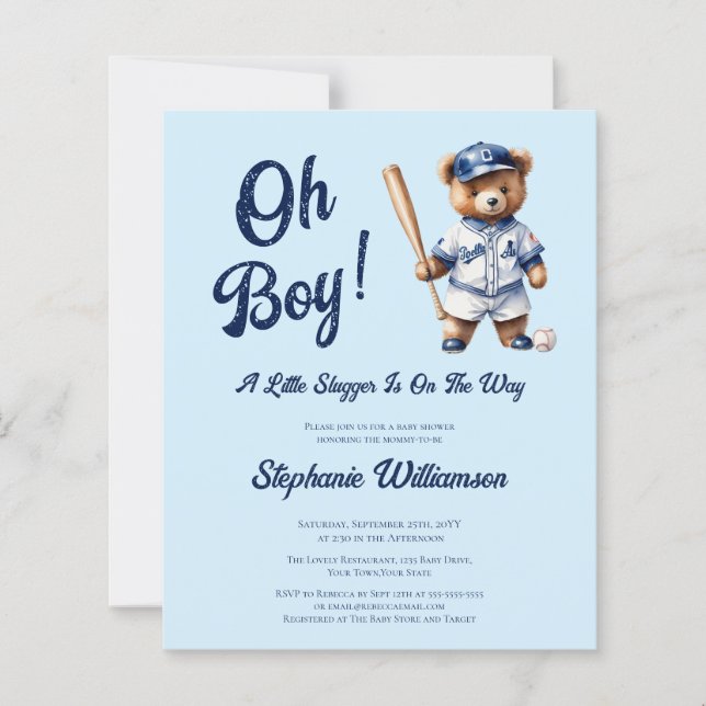 Budget Oh Boy Baseboll  Babyfirande Söt Björn (Framsida)
