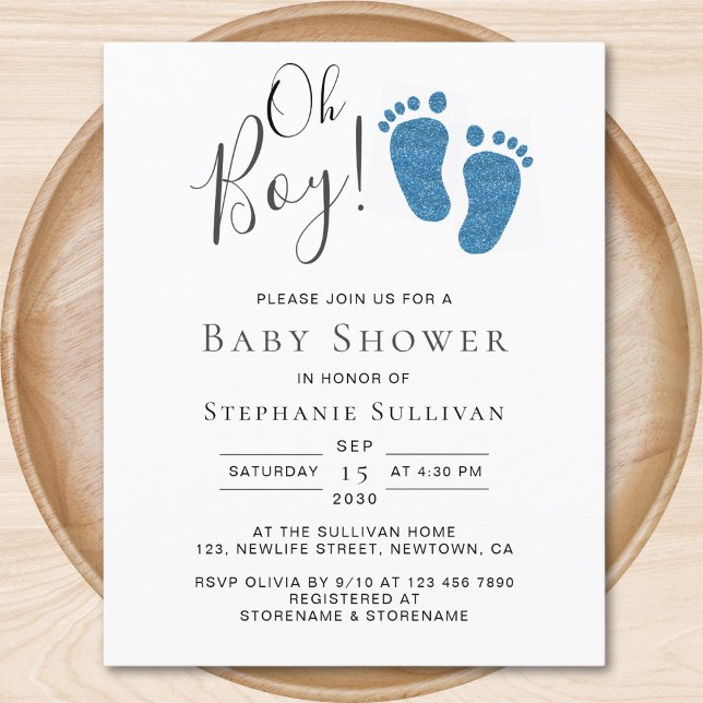 Budget Oh Boy Blue Feet Boy's Baby Shower Inbjudan (Skapare uppladdad)