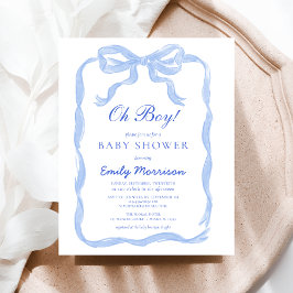 Budget Oh Boy Blue Ribbon Bow Baby Shower Flygblad