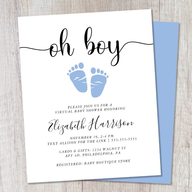 Budget Oh Boy Blue Virtuell Baby Shower-inbjudan (Skapare uppladdad)