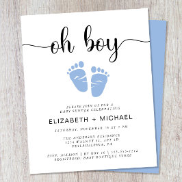 Budget Oh Boy Par Baby Feet Shower-inbjudan