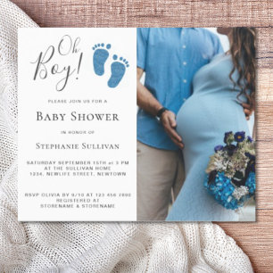 Budget Oh Boy Photo Par Baby Shower-inbjudan