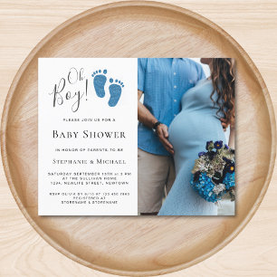 Budget Oh Boy Photo Par Baby Shower-inbjudan