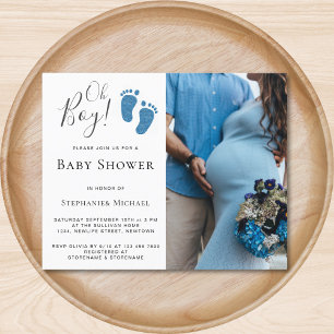 Budget Oh Boy Photo Par Baby Shower Inbjudan
