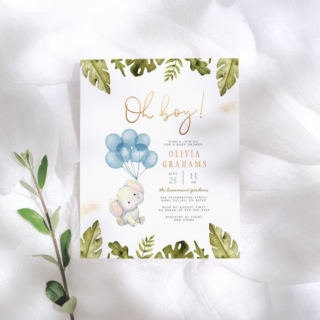 Budget Oh Boy Watercolor Elephant Baby Shower (Skapare uppladdad)