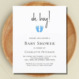 Budget Oh Boy's Baby Shower-inbjudan