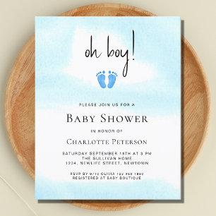 Budget Oh Boy's Baby Shower-inbjudan