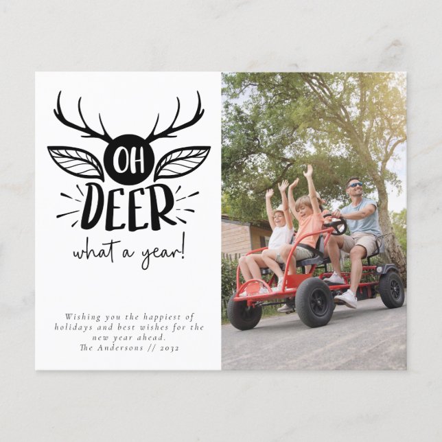 Budget Oh Hjort What a Year Photo Helgdag Card (Framsida)