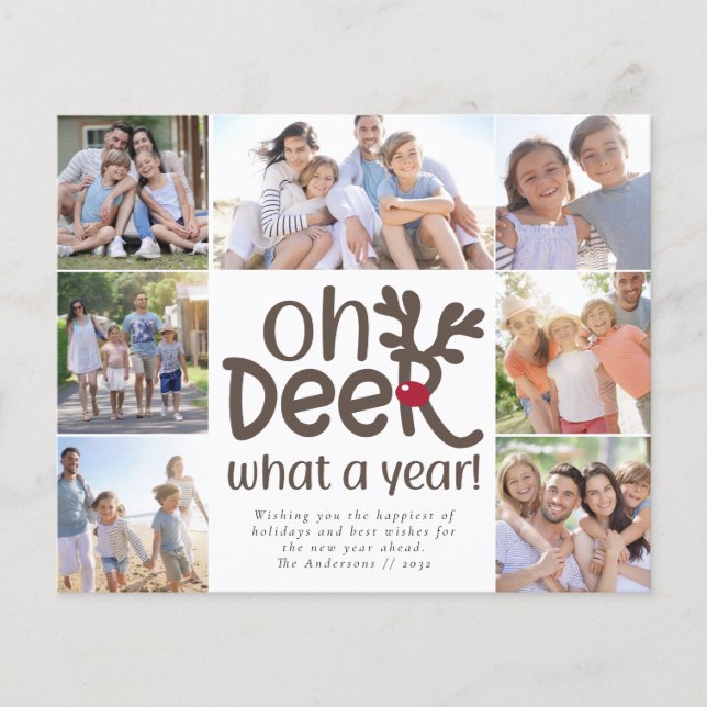 Budget Oh Hjort What a Year Photo Helgdag Card (Framsida)