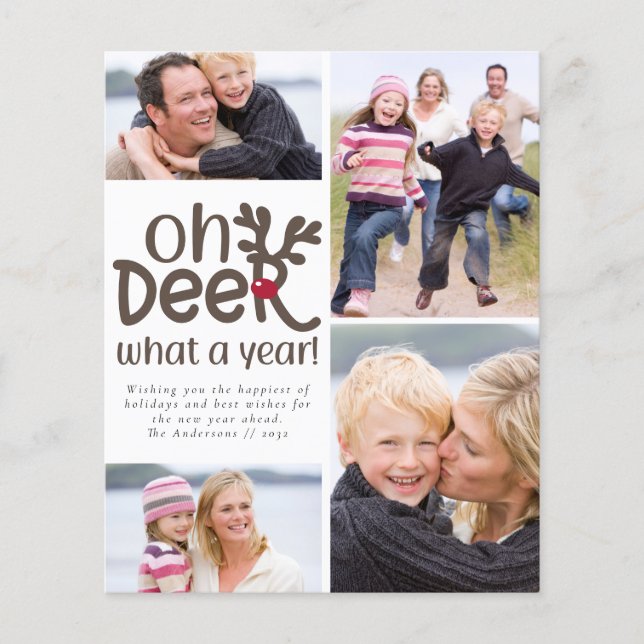 Budget Oh Hjort What a Year Photo Helgdag Card (Framsida)