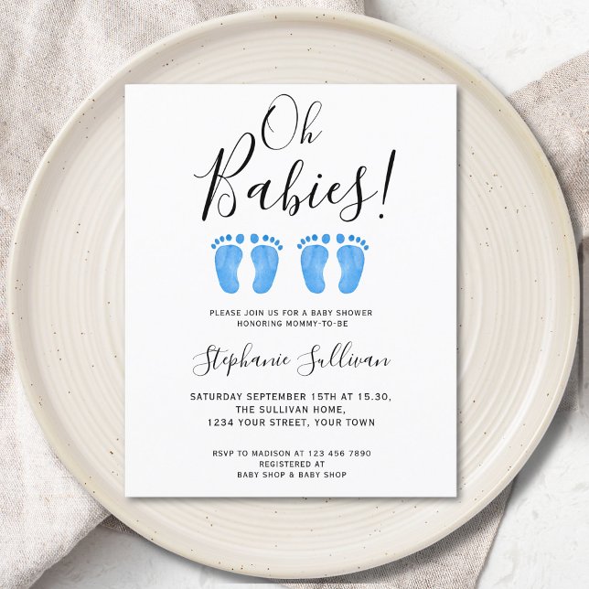 Budget Oh Spädbarn Twillingars Baby Shower-inbjuda (Skapare uppladdad)