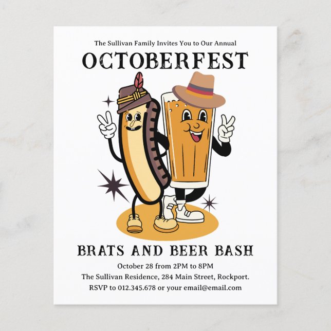 Budget Oktoberfest Brats Beer Party-inbjudan (Framsida)