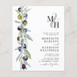 Budget Olive Monogram bröllopsinbjudan Gren